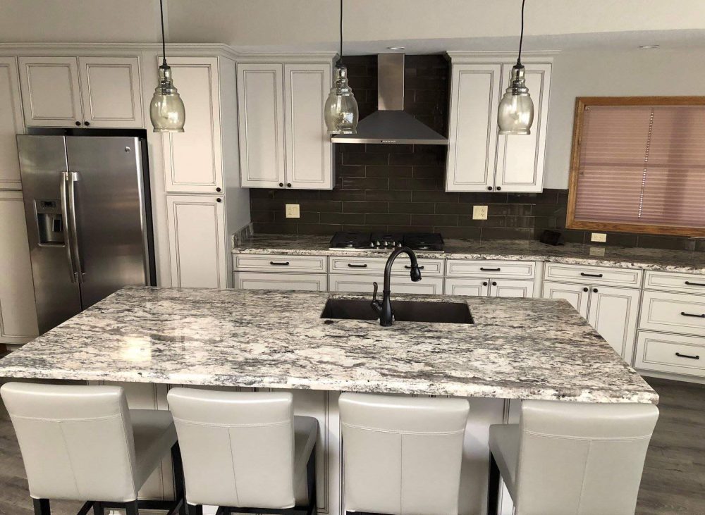 Kitchen Island with Granite Countertops